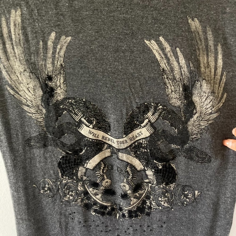 ZARA TRAFALUC Preloved Women's Charcoal Grey T-Shirt design Size S - Picture 7 of 11